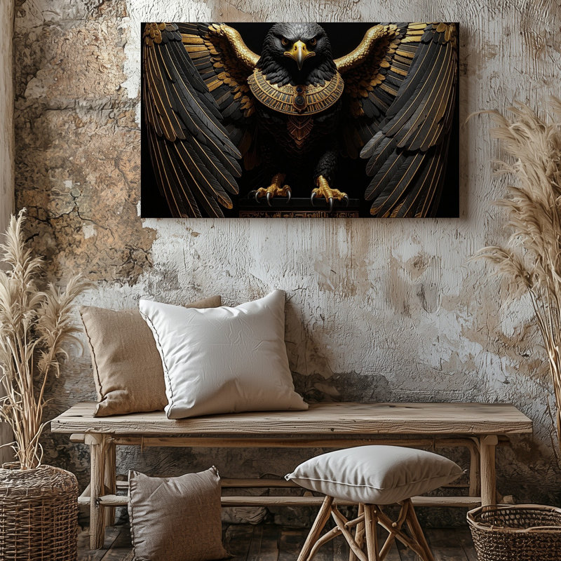 Horus Falcon Sculpture Canvasregal Egyptian Guardian Bird Wall Art Canvas, 18" H x 24" W