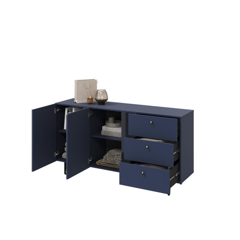  160" Wide 3 Drawer Sideboard, Blue
