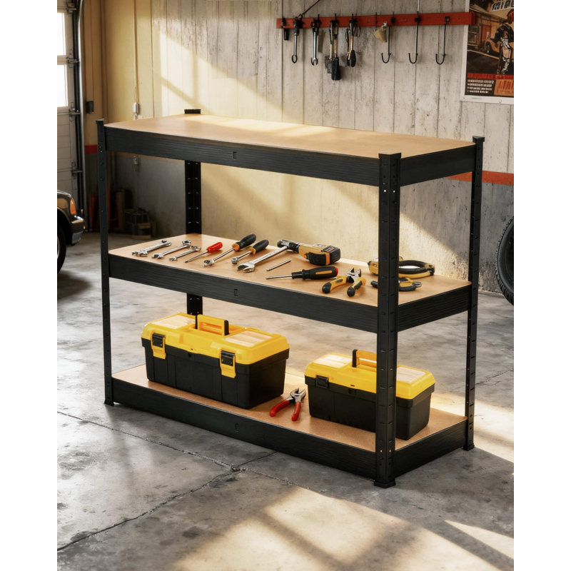Étagère de garage robuste à 3 niveaux, support de rangement réglable en métal, tablette utilitaire d'une capacité de 1320 lb
