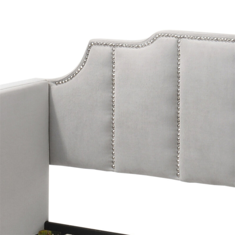 Peridot Dove Gray Velvet Daybed W/Trundle