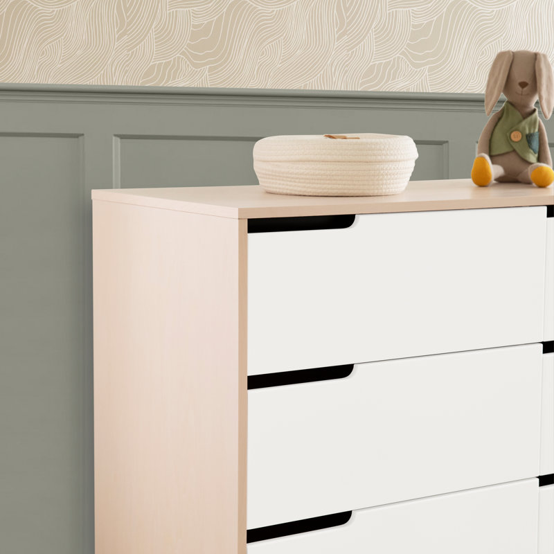 Hudson 6 Drawer 48" W Double Dresser, Washed Natural/White