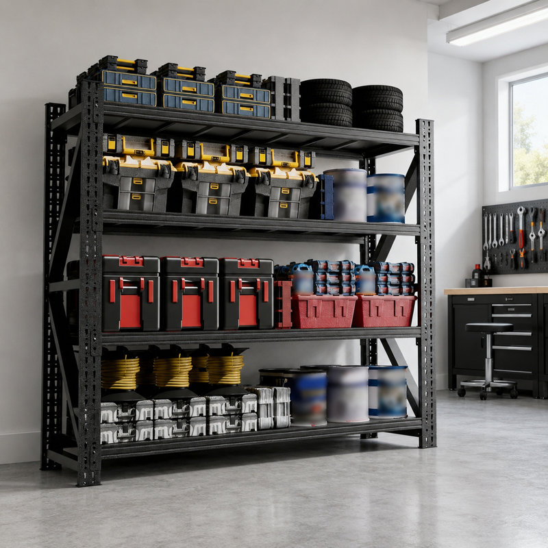 Étagère de garage en métal 69 po H 69 po, tablettes de rangement en acier industrielles réglables d'une capacité de 4 000 lb, support de rangement roulant en métal pour garage, atelier et entrepôt