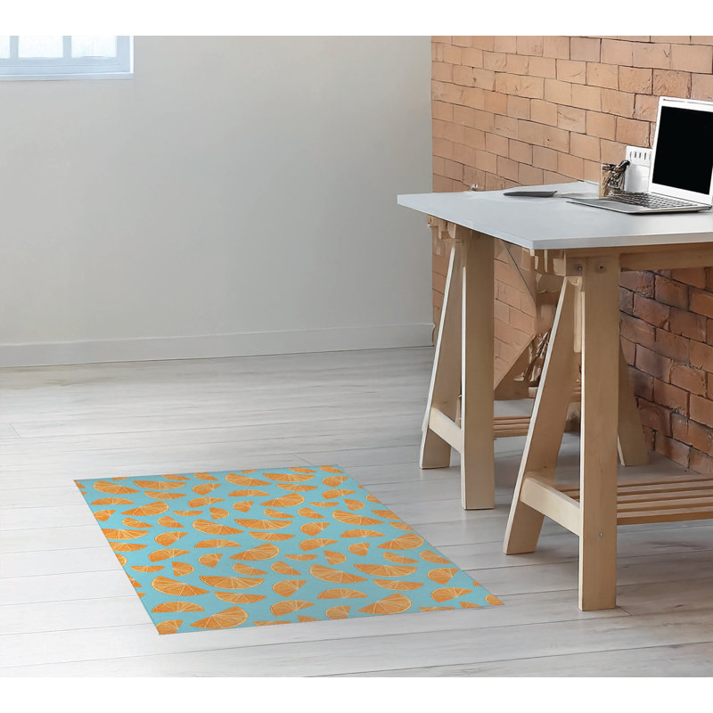 Tapis de bureau léger Summer Oranges, L 48 po x P 72 po, Turquoise