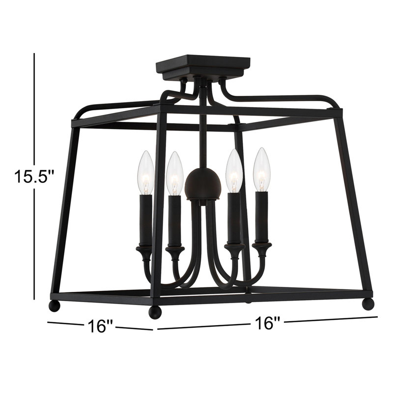 Plafonnier forgé noir 4 lumières Sylvan