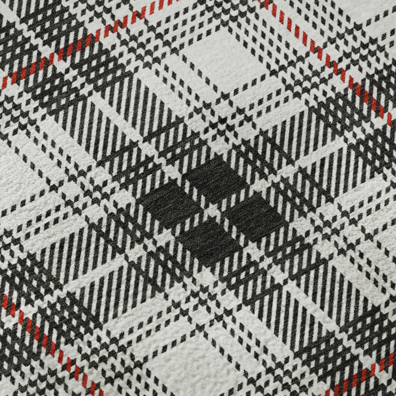 Premium Machine Washable Lyndhurst AMF993 Plaid Rug, Rectangle 3 pi x 5 pi