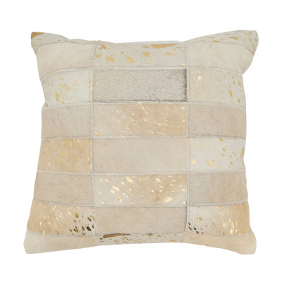 Posh Collection Patchwork Leather/Suede Throw Pillow