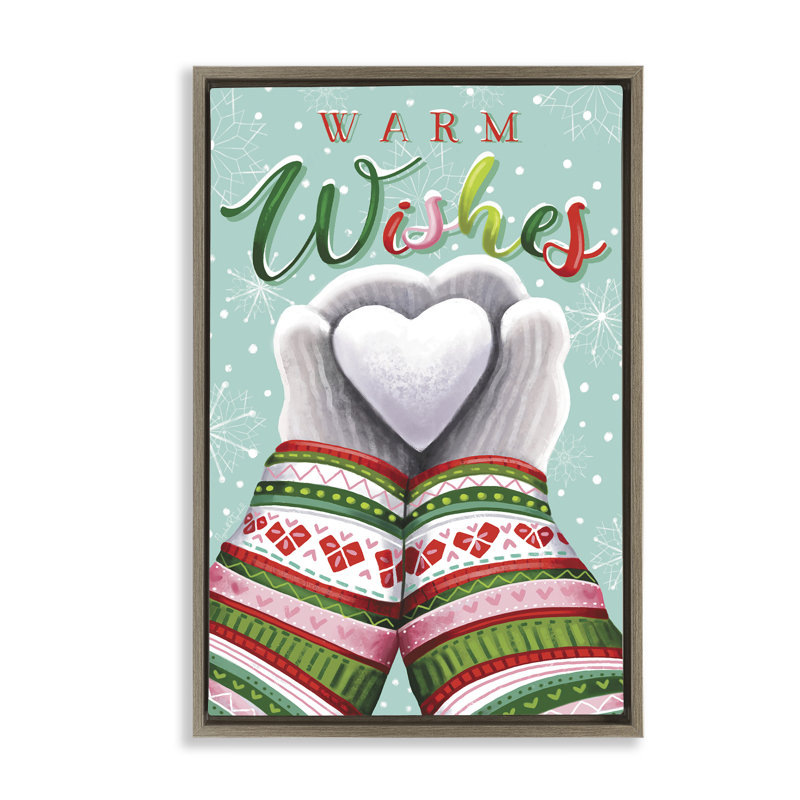 «Warm Wishes with Heart», toile flottante encadrée par Elizabeth Tyndall, Cadre flottant orme Montalcino, H 31 po x l 21 po