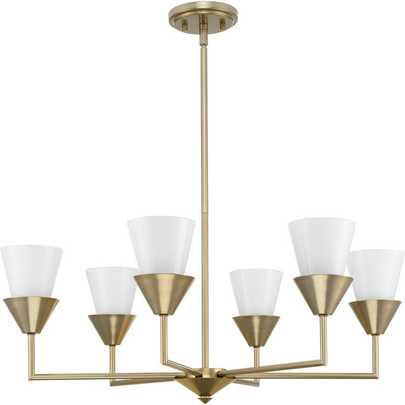 Lustre 6 lumières façon bougie Pinellas, Or doux