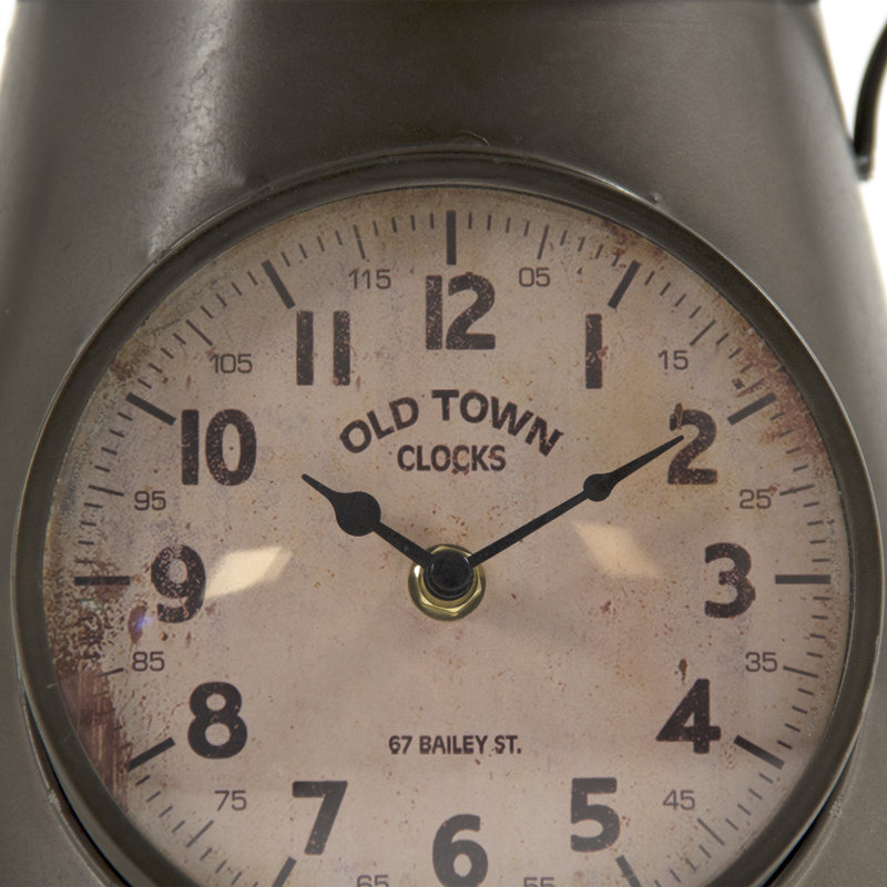 Industrial Analog Metal Tabletop Clock in Iron
