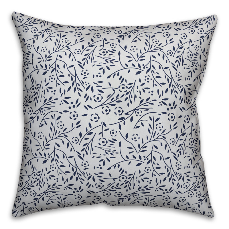 Delicate Flower Pattern Outdoor Throw Pillow