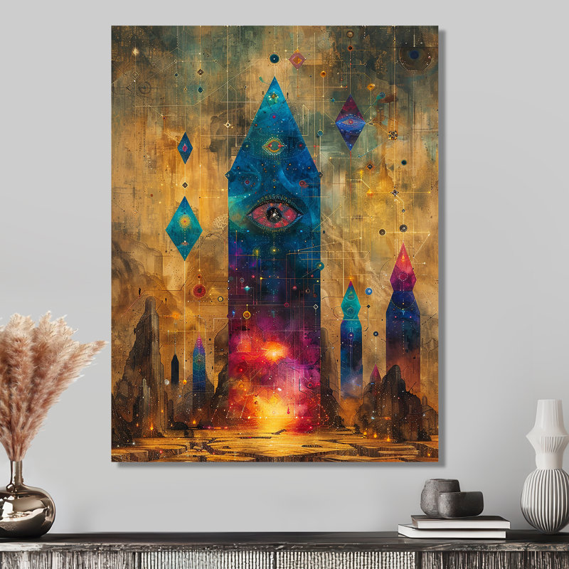 Cristal, paysages, sagesse antique - espace, paysages, art mural, Métal métal, H 20 po x l 12 po x P 1 po