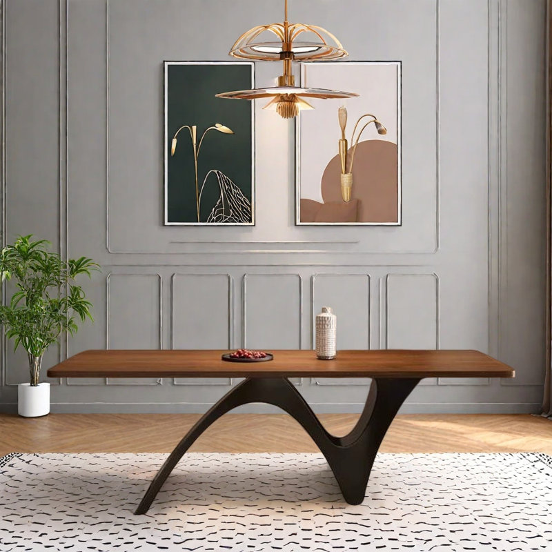 Retro solid wood rectangular creative dining table, 29.5"H x 78.7"L x 31.4"W