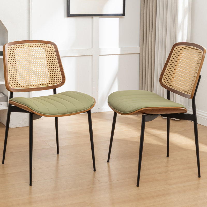 Chaises de salle à manger rembourrées Shrihan, Vert