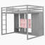 Lit mezzanine en bois avec garde-robe, tablettes et armoire-65687997-65687987