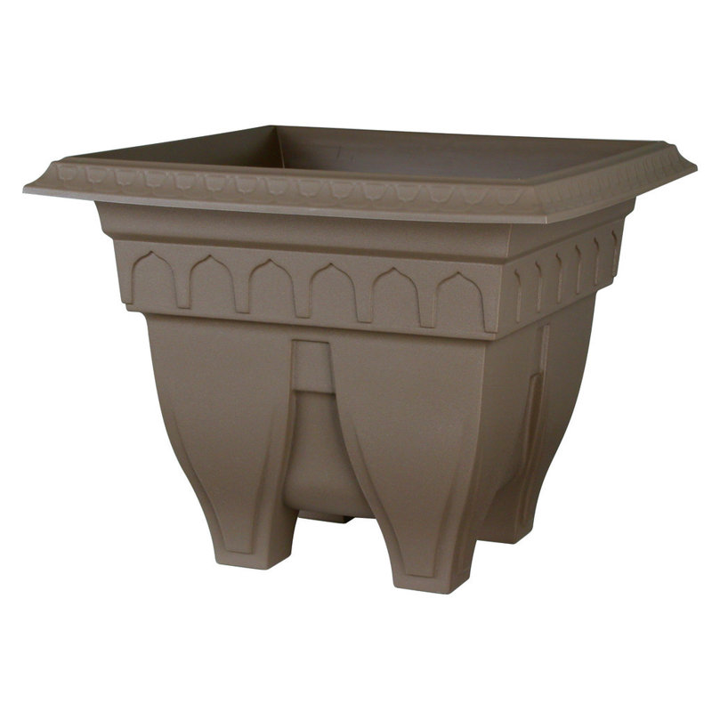 Pot à fleurs en plastique moulé Meuric, Cappuccino, H 13 po x l 15 po x P 15 po