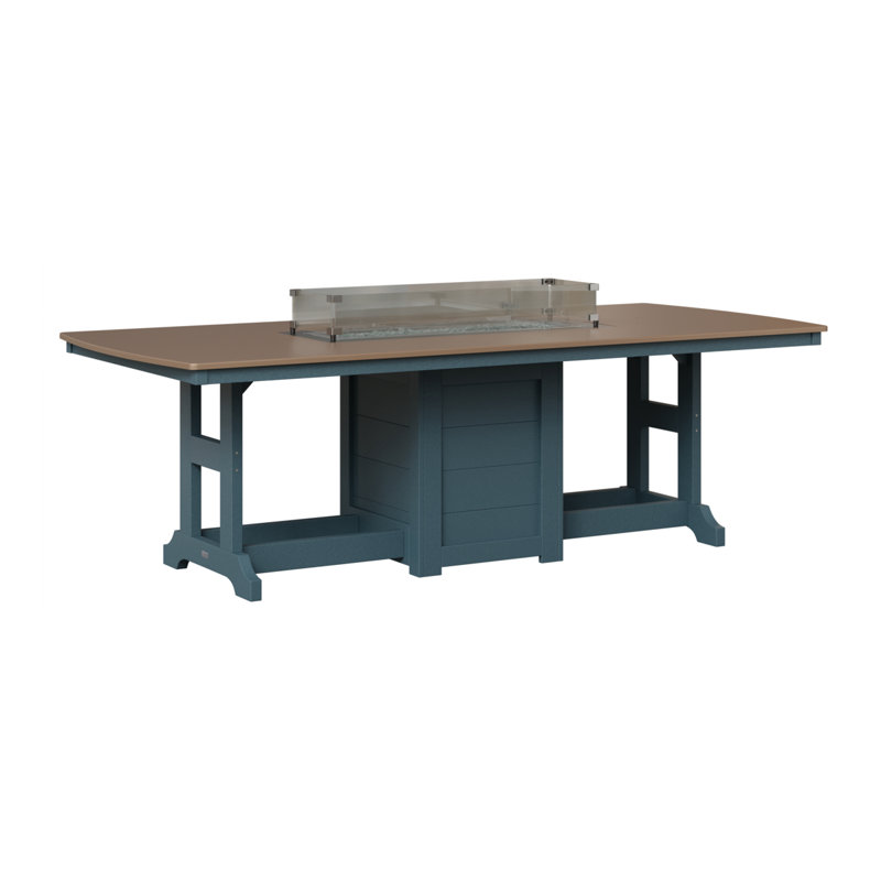 Berlin Gardens Garden Classic 72″ Fire Pit Dining Table, 31" H x 44" W x 96" D, Hammered Top Bronze with Slate Base