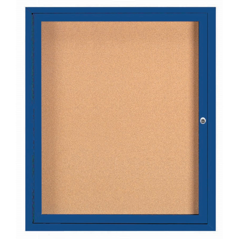 Panneau d'affichage mural fermé avec éclairage DEL, Bleu, Un, H 36 po x l 30 po