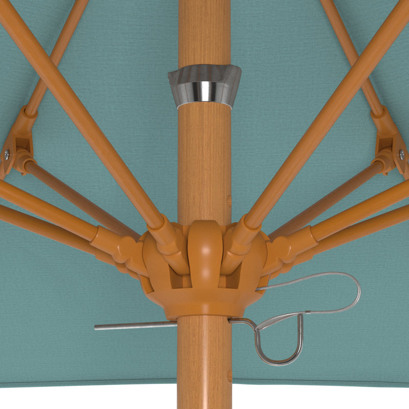 Parasol en bois de teck 7,5 pi, Turquoise