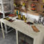 Oak-Finish Garage Work Bench With Mesh Cabinet Door And Adjustable Shelf