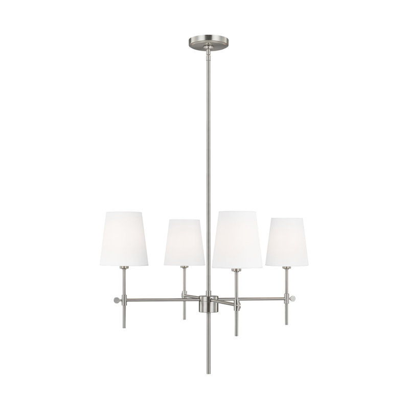 Baker 4 - Light Chandelier, Brushed Nickel, 18.13" H x 26" W x 26" D, No