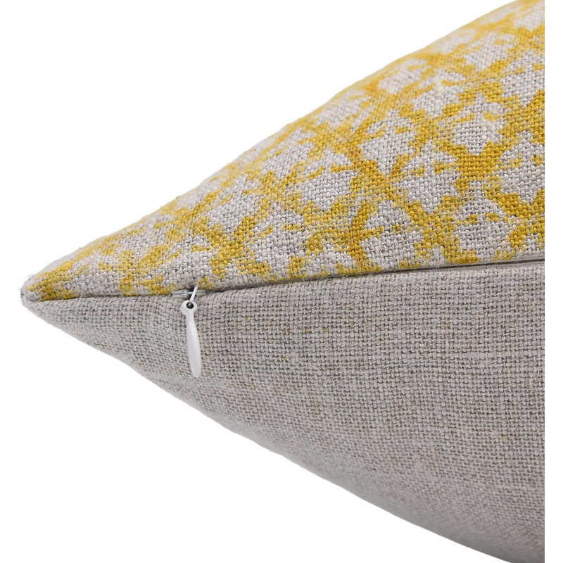 Linen Pillow Cover, Square, 18"H x 18"W, Yellow/White Floral 1