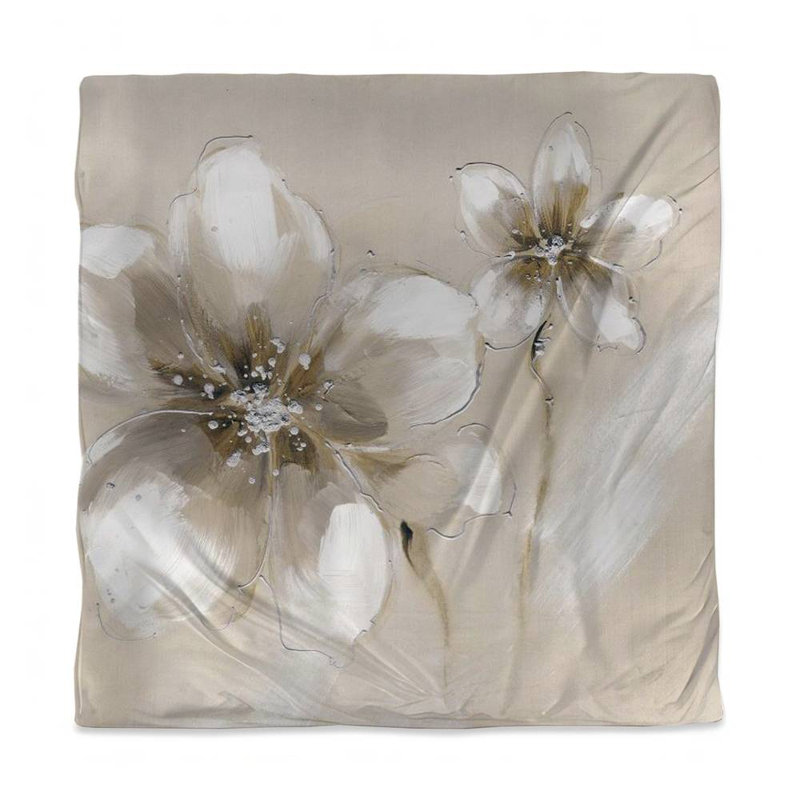Two Cream Flowers Botanical Duvet Cover | Bedroom Decor