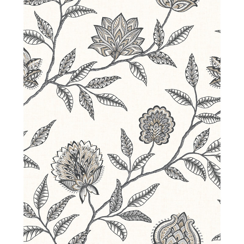 Rouleau de papier peint adhésif L 18 pi x l 20,5 po Mangonia Jaclyn, Gris charbon / grès