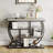 39 in Farmhouse Console Table for Entryway. 4 Tier Rustic Hallway Table with Storage & Semi-Circular Metal Frame. Narrow  Furniture for Living Room. Apartment. Behind Sofa. Grey-1588479027