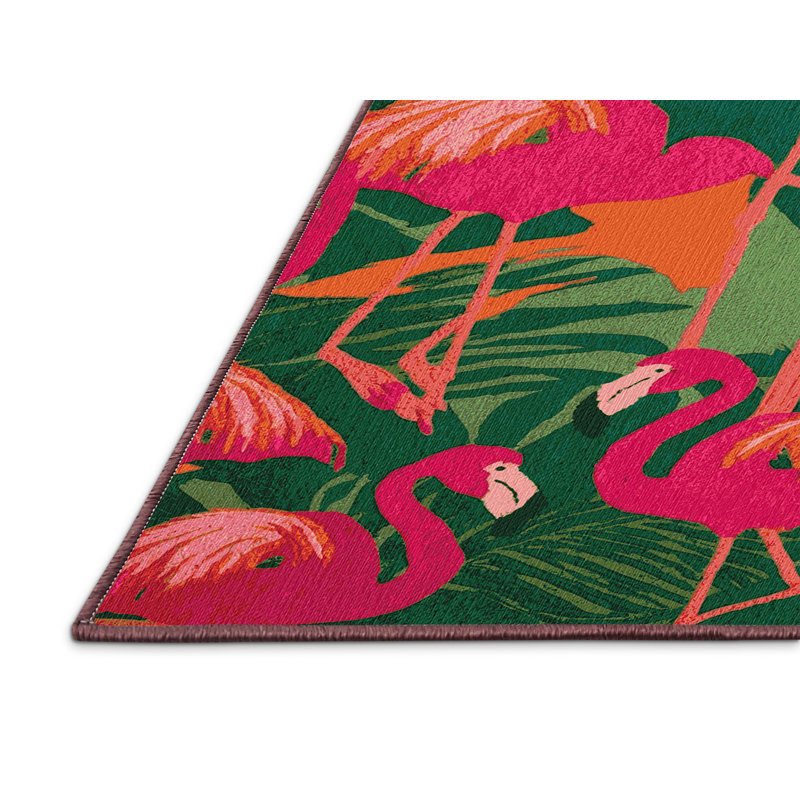  Tapis hawaïen lavable de flamants roses, Rectangulaire 8 pi x 10 pi