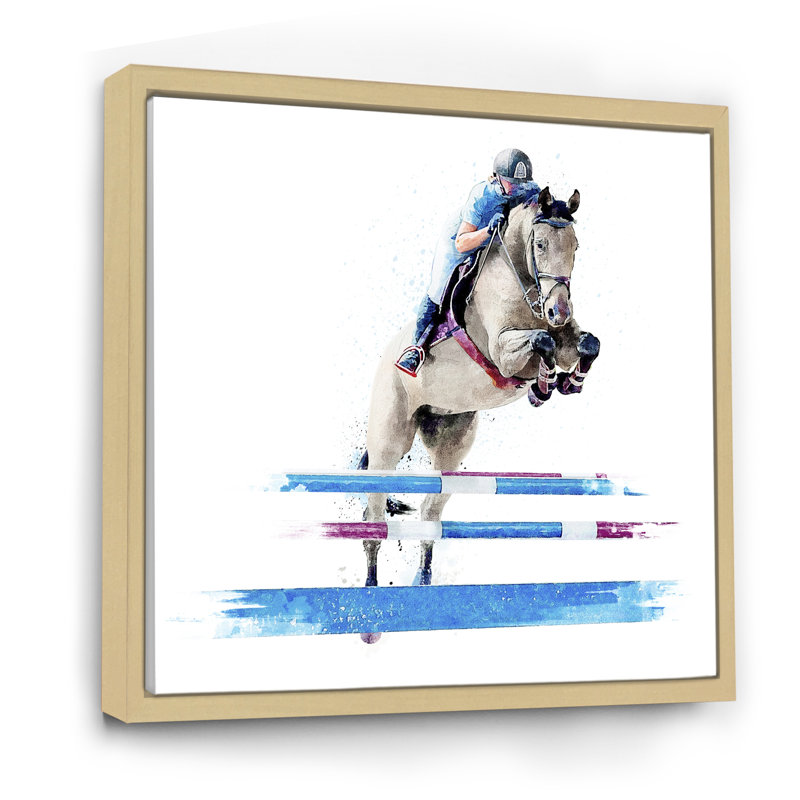 Reproduction d'art sur toile Jockey, H 36 po x l 36 po x P 1,5 po, Cadre flottant brun