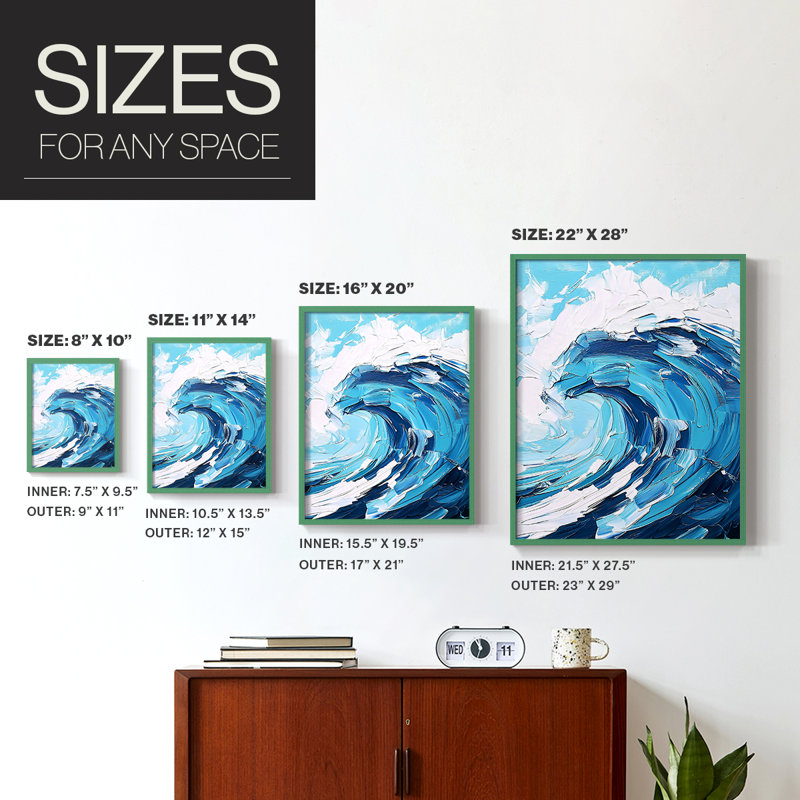 NAUTICAL Series XCI, reproduction encadrée - bois massif, Vert, H 11 po x l 9 po