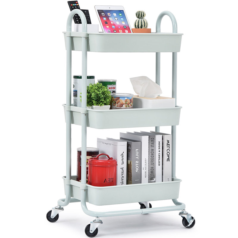 Stainless Steel Utility Rolling Cart, Metal Cart,3 Tier Rolling Cart,Utility Cart with Wheels,Bathroom Cart,Salon Trolley Cart,Kitchen Storage Cart