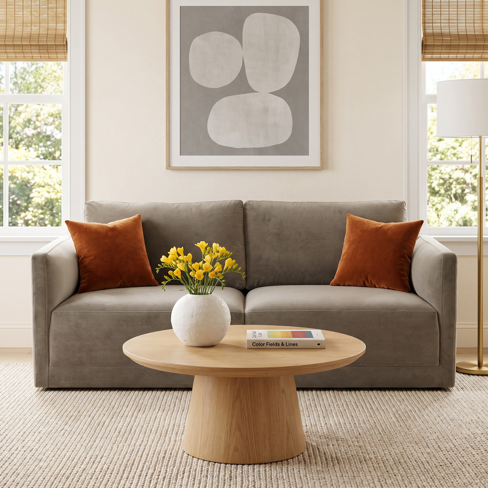 Deirdre 74'' Upholstered Loveseat, Taupe Velvet