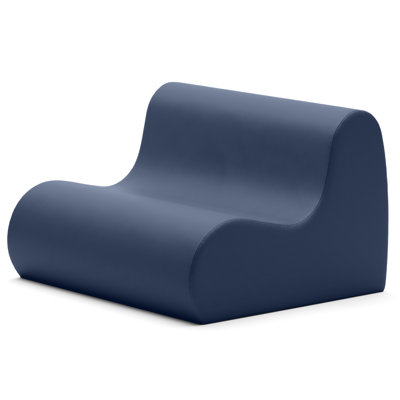 Jaxx Midtown Sofa - 2-Seat Commercial Grade Soft Seating For Library, Media Center, Daycare Or Classrooms With Premium Wipe-Clean PU Vinyl - Large Size, Navy Blue