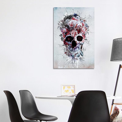 Floral Skull RPE by Riza Peker - Wrapped Canvas Painting