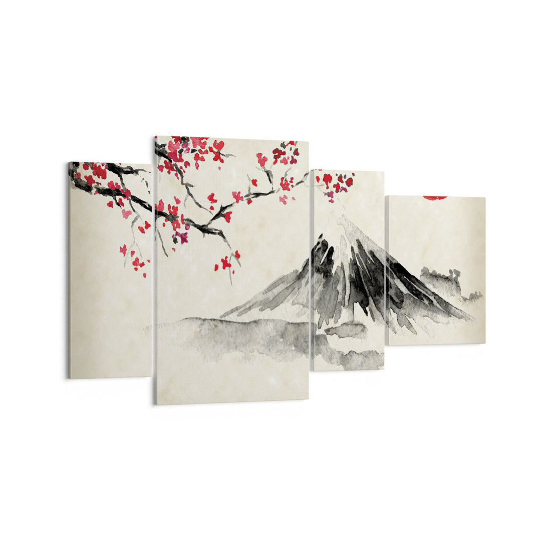 4-tlg. Leinwandbilder-Set Watercolor Asian Landscape