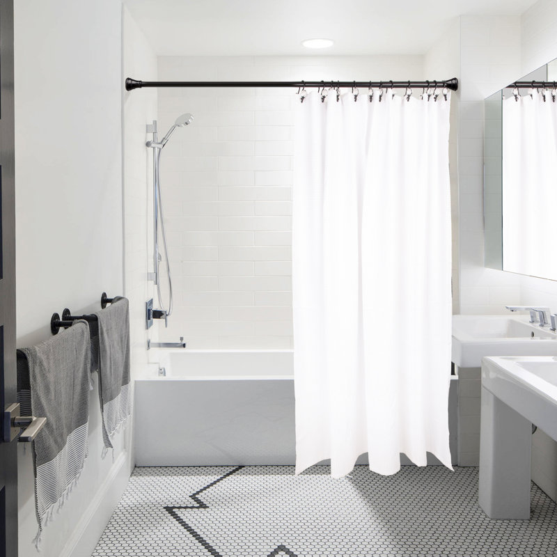 Matte Black Double Shower Curtain Hooks with Crystal Design