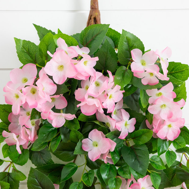41 po Hortensia artificielle résistante aux rayons UV (intérieur / extérieur) - ensemble de 2, Rose