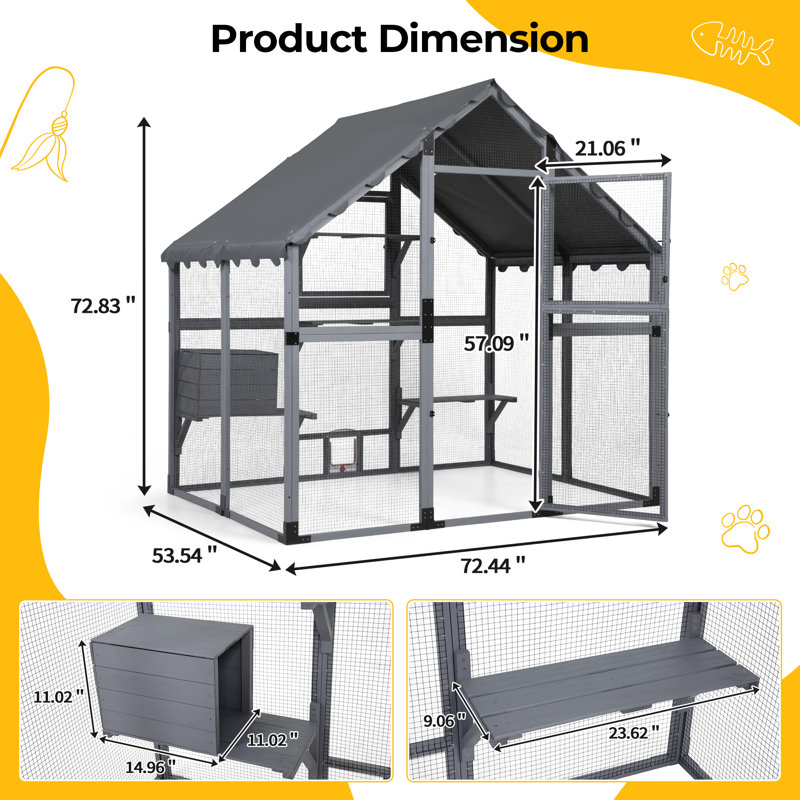 Large Catio Outdoor Cat Enclosure，grey