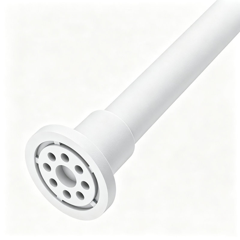 Barre de rideau de douche à tension robuste et réglable de 82 à 123 pouces pour salle de bain et fenêtre, blanche, Blanc