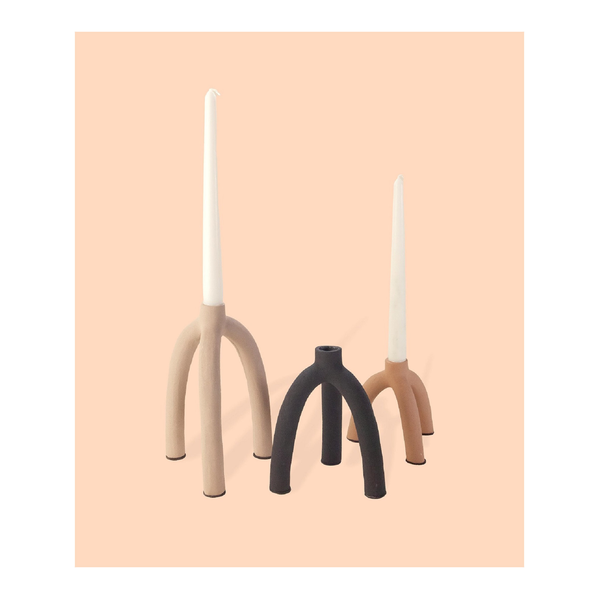 Asira Lg. Aluminium Candleholder, 6.5" H x 5.25" W x 4.5" D, Light Brown