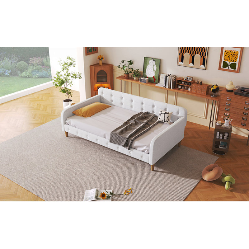 Lit de jour tapissier, Beige, Simple