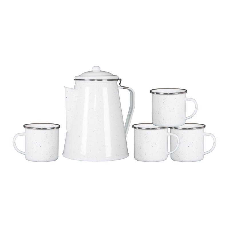 Stansport Enamel Percolator Coffee Pot & 4 Mug Set