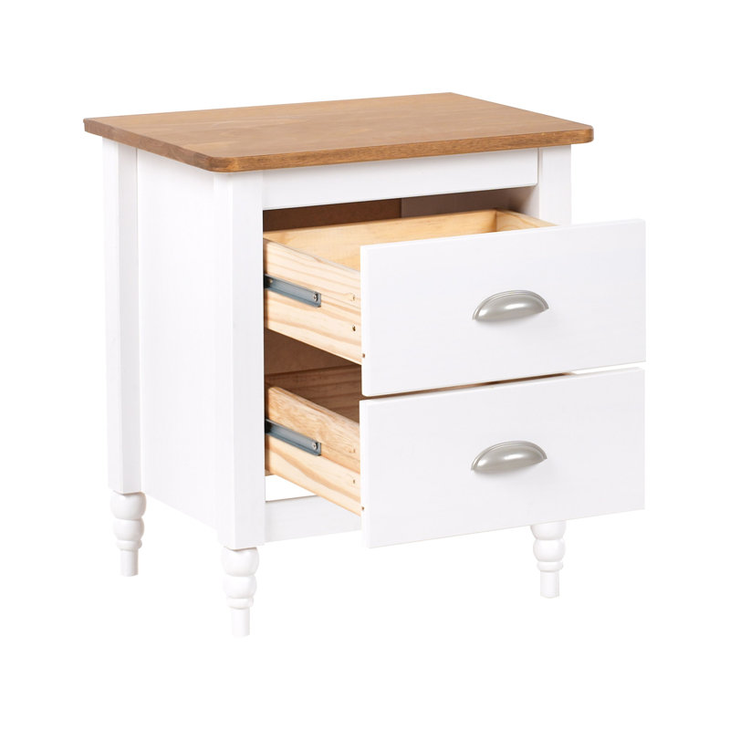 Cimino 46cm W Solid Wood Bedside Table, Brown/White