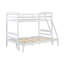 Lit superposé simple sur lit double avec garde-corps, structure en bois robuste au fini blanc pour chambre d'enfant