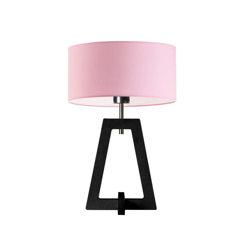 Addilyne Solid Wood Table Lamp, Light Pink, Ebony
