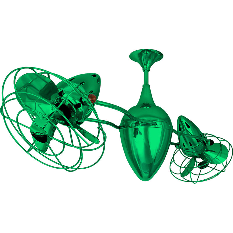 Ventilateur de plafond en cage à 6 pales 48 po avec commande murale Ar Ruthiane, Esmeralda