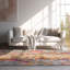 Tapis jaune à motif abstrait Kymiere-13680652