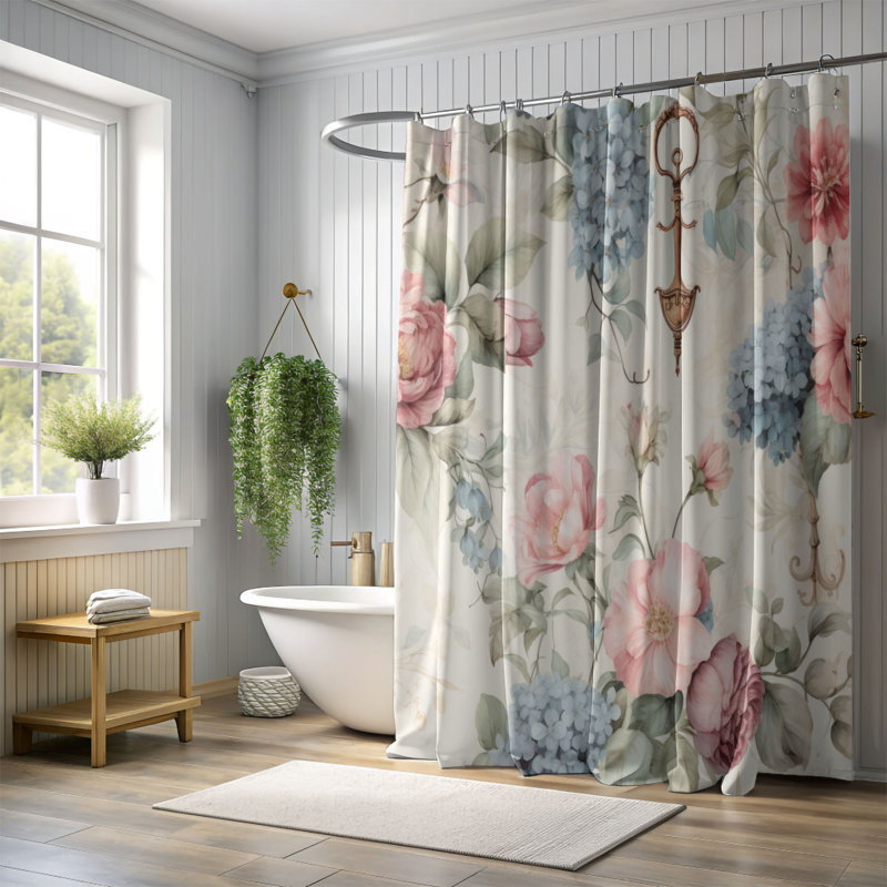 Rideau de douche Antique Blooms - Premium, H 74 po x l 71 po