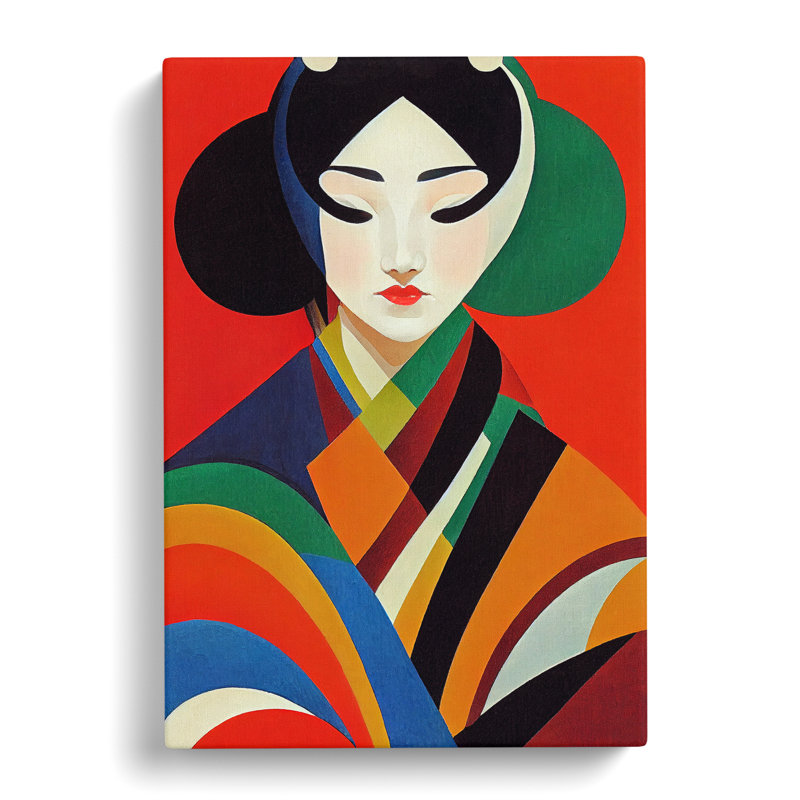Geisha In Abstract No.5 - Wrapped Canvas, 50cm H x 35cm W x 3cm D